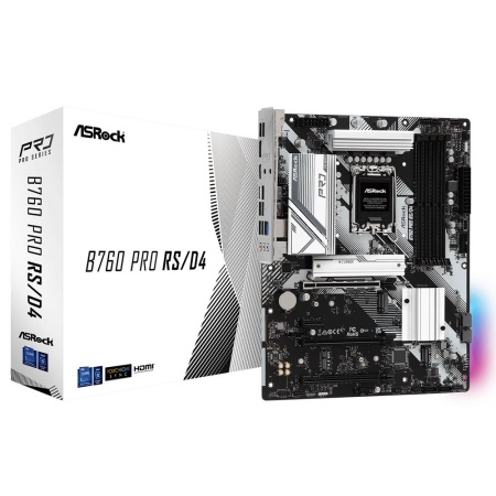 Материнская плата ASROCK B760 PRO RS/D4, LGA1700, B760, 4*DDR4, HDMI+DP, 4xSATA3 6.0 (RAID), M.2 Socket, 4xUSB 3.2, 2xUSB2.0, Type-C, ATX; 90-MXBKS0-A0UAYZ