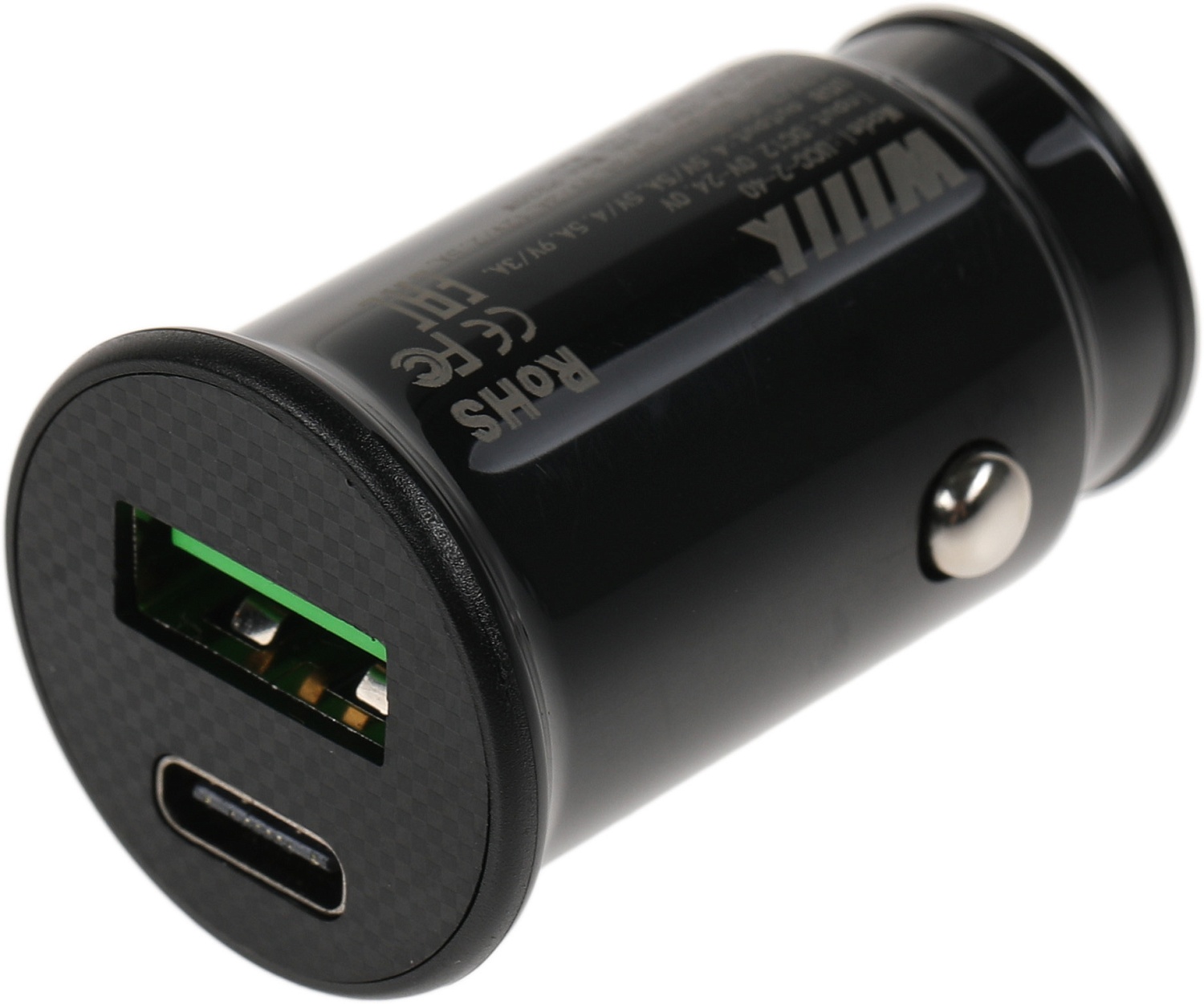 Автомобильное зар./устр. Wiiix UCC-4-2-04-96 2.4A (QC) USB-C/USB-A универсальное черный