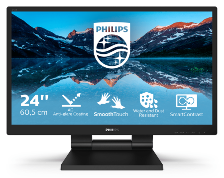 Монитор LCD 23.8'' [16:9] 1920х1080(FHD) IPS, nonGLARE, TOUCH, 60 Hz, 250 cd/m2, H178°/V178°, 1000:1, 50М:1, 16.7M, 5ms, VGA, DVI, HDMI, DP, USB-Hub, Height adj, Tilt, Speakers, 3Y, Black