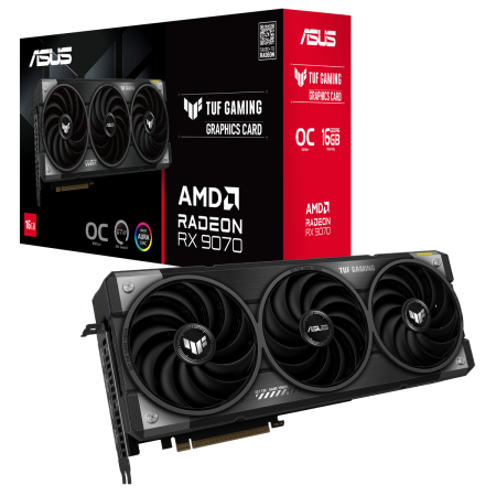 Видеокарта ASUS RX9070 TUF GAMING OC 16GB GDDR6 256bit 3xDP HDMI 3FAN RTL [TUF-RX9070-O16G-GAMING]
