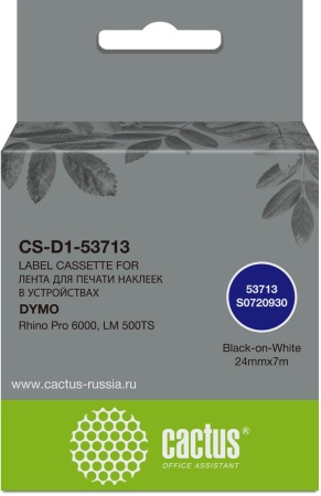 Картридж ленточный Cactus CS-D1-53713 53713 для Dymo Rhino Pro 6000, LM 500TS