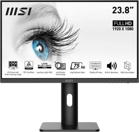 Монитор MSI 23.8" Pro MP243P черный IPS LED 16:9 HDMI M/M HAS Piv 250cd 178гр/178гр 1920x1080 75Hz FreeSync DP FHD 4.65кг