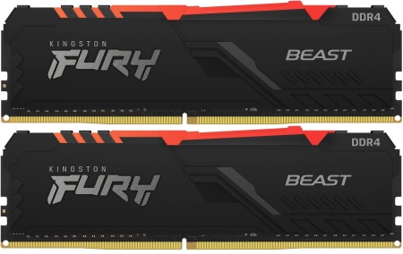 16GB DDR4 3200MHz DIMM FURY Beast Black RGB XMP KF432C16BB2AK2/16 kit 2x8Gb, CL16, 1.35V 288-pin Non-ECC