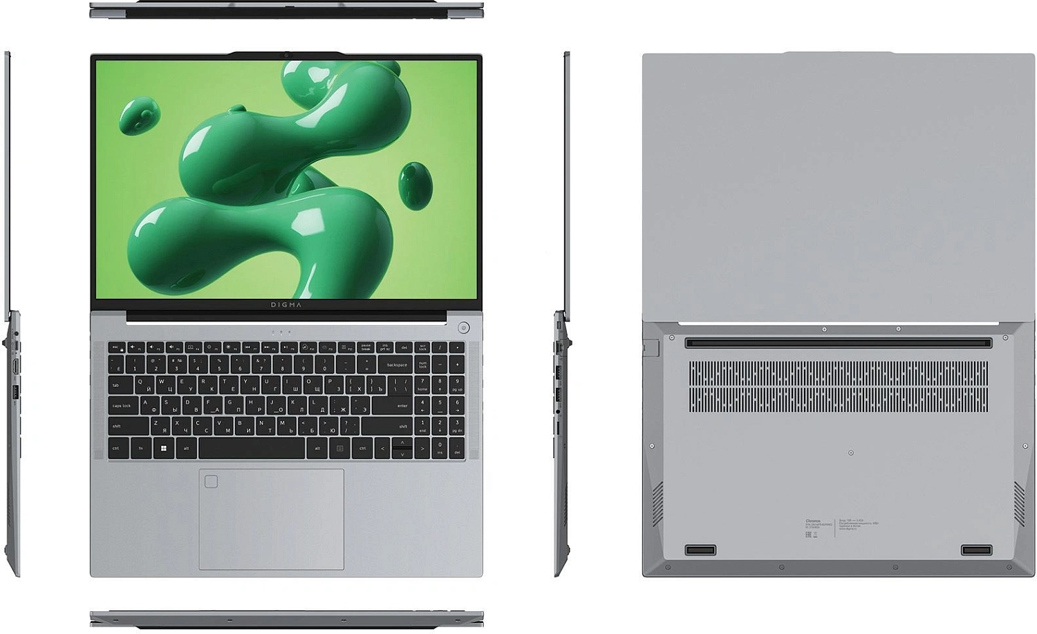 Ноутбук Digma Chronos Core 5 210H 16Gb SSD512Gb Intel Graphics 16" IPS WUXGA (1920x1200) Windows 11 Pro silver WiFi BT Cam 6500mAh (DN16P5-ADXW02)