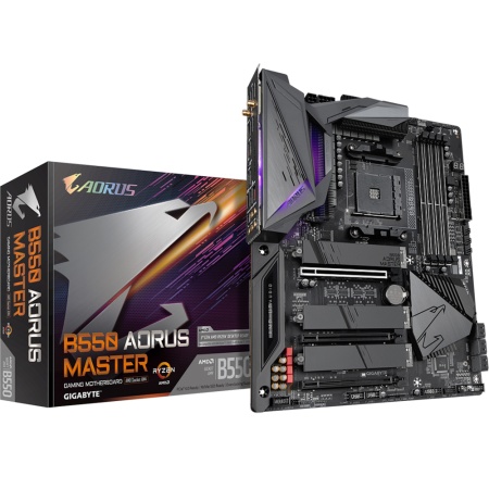 B550 AORUS MASTER, Socket AM4, AMD B550, 4xDDR4-3200, HDMI, 3xPCI-Ex16, 6xSATA3(RAID 0/1/10), 3xM.2, 8 Ch Audio, 2,5GLan, WiFi, (6+2)xUSB2.0, (5+2)xUSB3.2, (1+0)xUSB3.2 Type-C™, ATX, RTL {5}