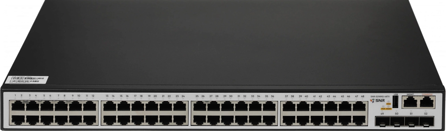 SNR Управляемый коммутатор уровня 2, 48 портов 10/100/1000Base-T, 4 порта 1/10G SFP+