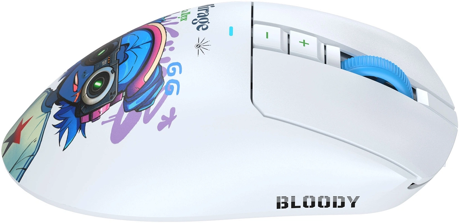 Мышь A4Tech Bloody R73 Pro белый/рисунок оптическая 26000dpi беспров. USB-C 7but (R73 PRO NYX MIRAGE) Мышь A4Tech Bloody R73 Pro белый/рисунок оптическая 26000dpi беспров. USB-C 7but (R73 PRO NYX MIRAGE)