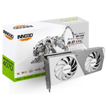 Видеокарта INNO3D RTX 4070 Twin X2 OC WHITE//RTX4070, HDMI, DP*3, 16G,D6X