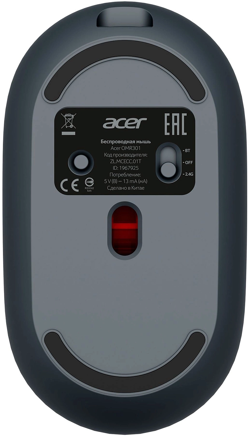 Мышь Acer OMR301 черный оптическая (1600dpi) беспроводная BT/Radio USB (4but) Мышь Acer OMR301 черный оптическая (1600dpi) беспроводная BT/Radio USB (4but)