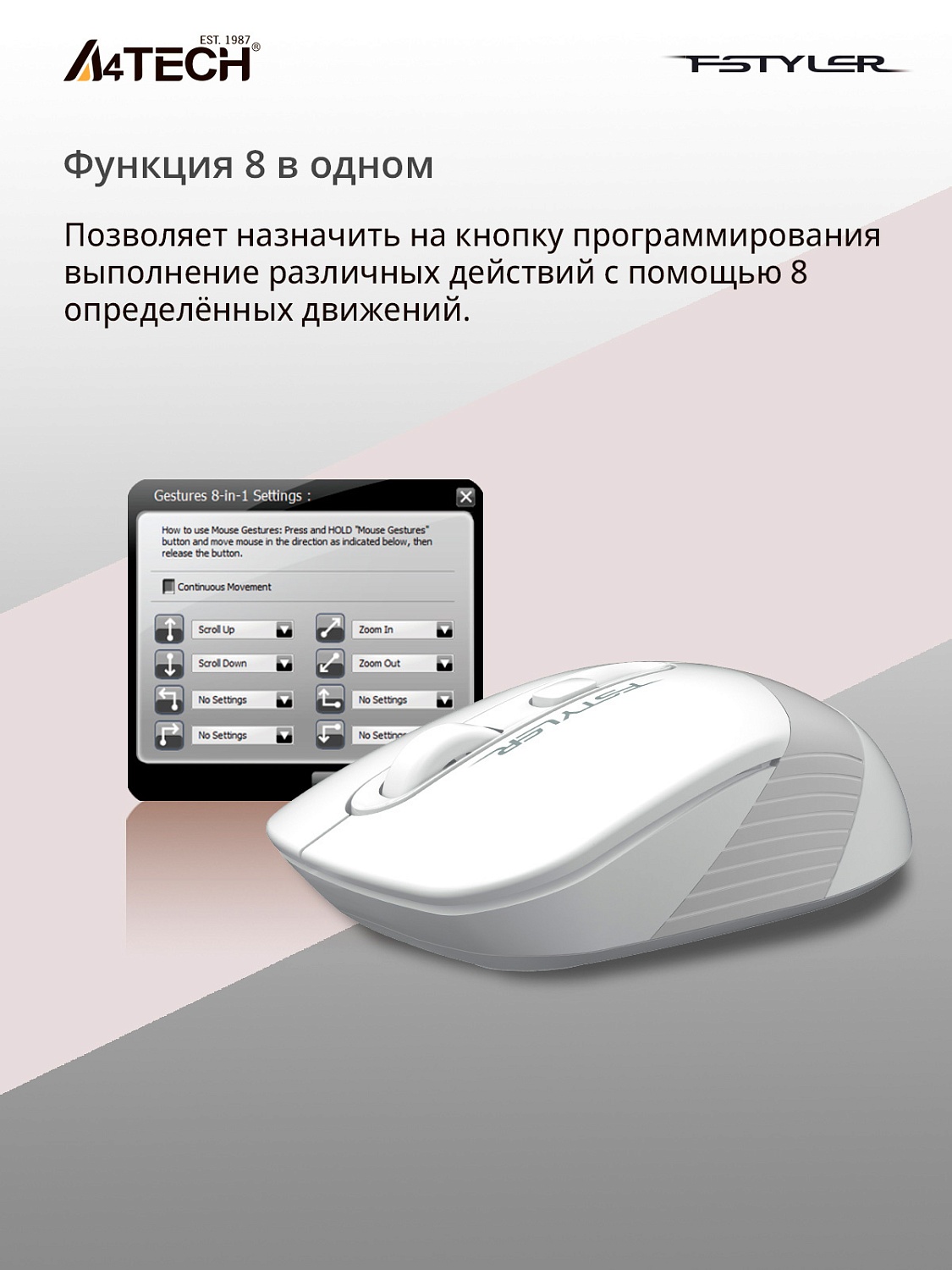 Мышь A4Tech Fstyler FG10S белый/серый оптическая (2000dpi) silent беспроводная USB для ноутбука (4but) Мышь A4Tech Fstyler FG10S белый/серый оптическая (2000dpi) silent беспроводная USB для ноутбука (4but)