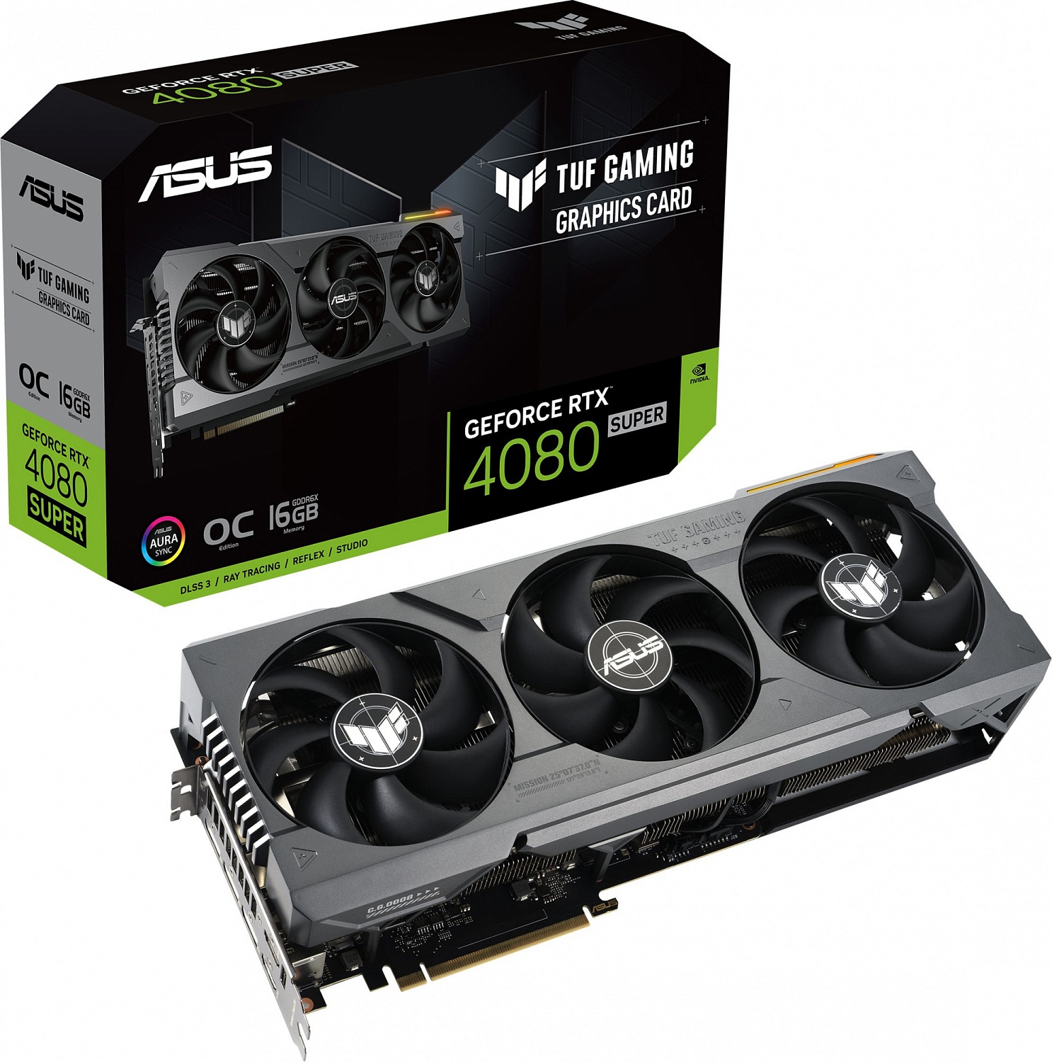 Видеокарта Asus PCI-E 4.0 TUF-RTX4080S-O16G-GAMING NVIDIA GeForce RTX 4080 Super 16Gb 256bit GDDR6X 2610/23000 HDMIx2 DPx3 HDCP Ret
