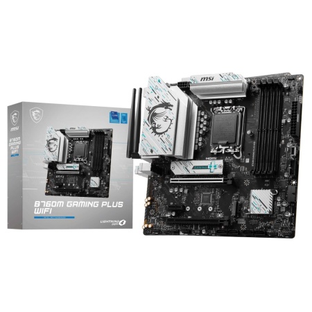 Материнская плата MSI B760M GAMING PLUS WIFI DDR4 B760, LGA1700, 4*DDR4, 5*PCIEx16, 2*M.2, 2*TypeC, 2*USB3.2Gen2, 2*USB3.2Gen1, 8*USB2.0, 4*SATA3.0, 2.5G, DP, HDMI, ATX, RTL