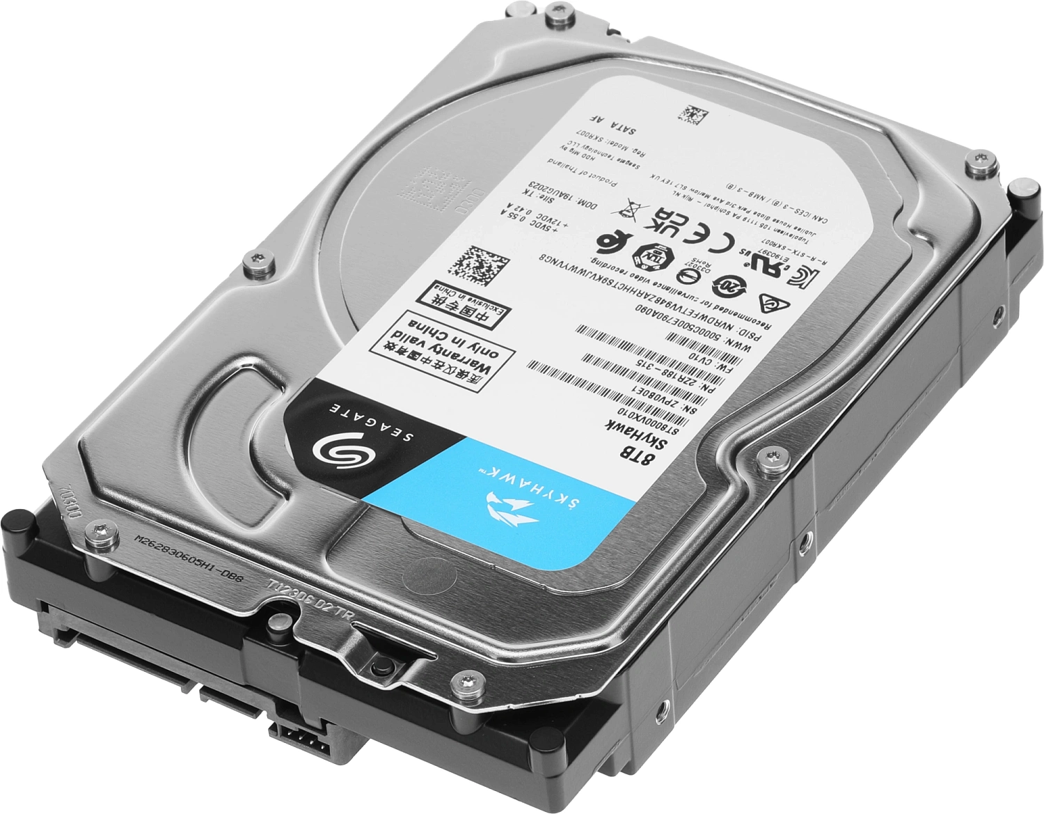 Жесткий диск Seagate SkyHawk HDD 3.5" SATA 8Tb, 5400 rpm, 256Mb buffer, 512e/4Kn, CMR, ST8000VX010, 1 year