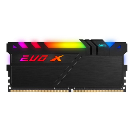 8GB GeIL DDR4 4133 DIMM EVO X II Black RGB Gaming Memory GEXSB48GB4133C19BSC Non-ECC, CL19, 1.4V, GEXSB48GB4133C19BSC Heat Shield, XMP 2.0, ASUS AURA, Gigabyte Fusion, MSI Mystic Light, ASRock Polychrome, RTL