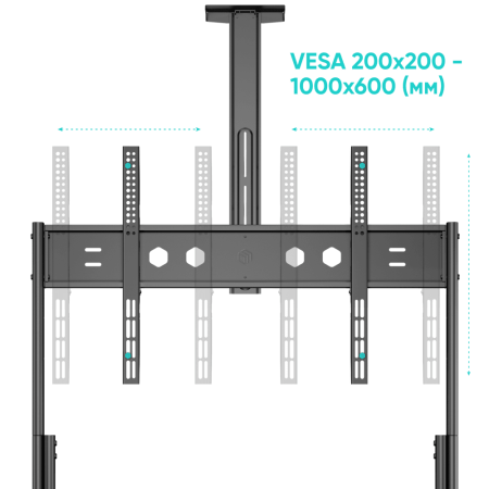 Кронштейн ONKRON стойка для телевизора с кронштейном 60"-120", мобильная, чёрная TS2080