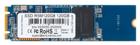 M.2 2280 120GB AMD Radeon R5 Client SSD R5M120G8 SATA 6Gb/s, 530/400, IOPS 64/81K, 3D TLC, RTL R5M120G8 (181449)