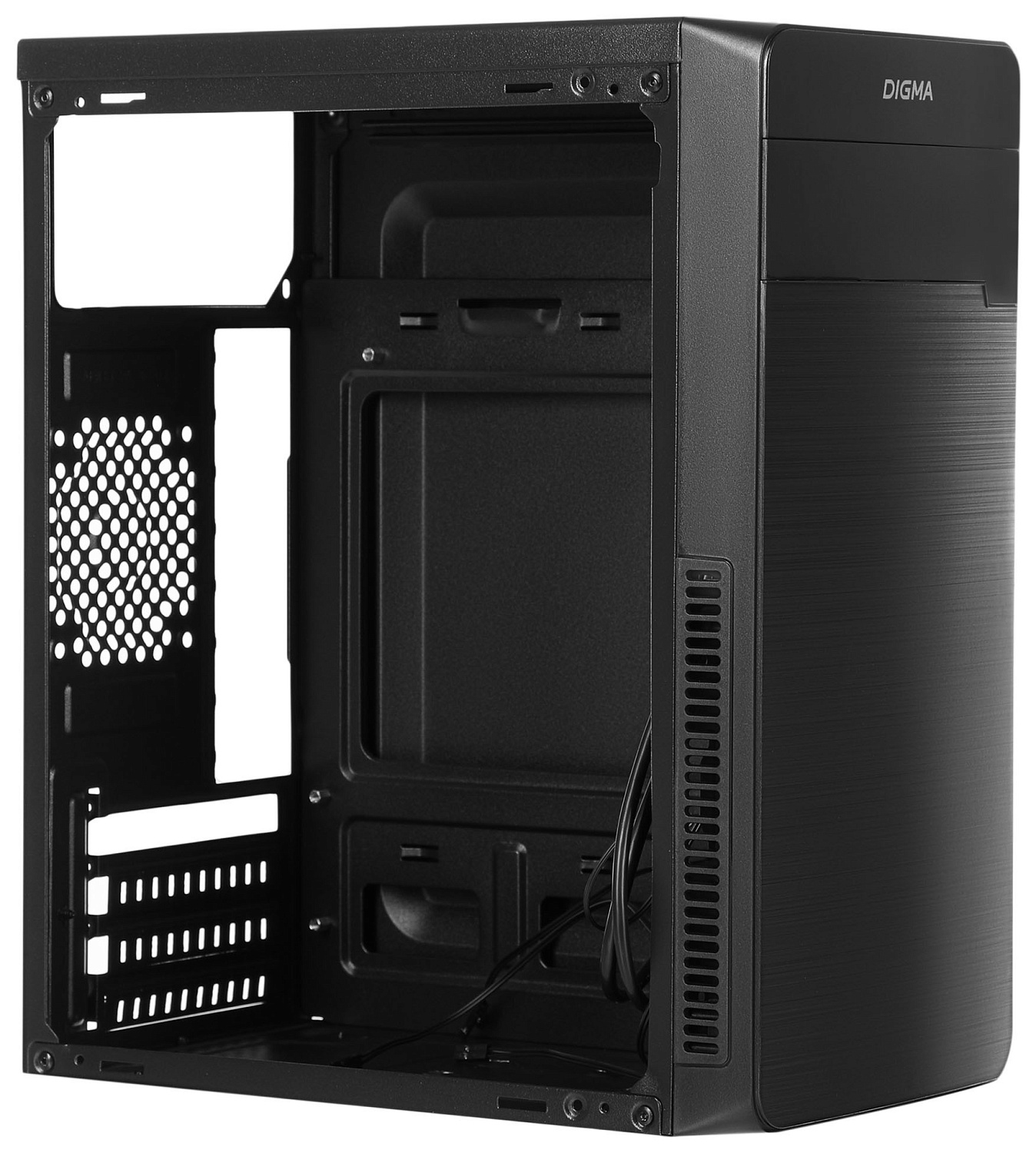 Корпус Digma DC-MATX104-U2 черный без БП mATX 1x80mm 2x120mm 2xUSB2.0 audio