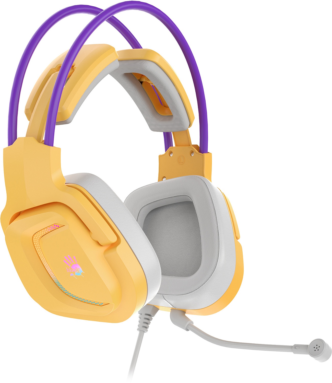Наушники с микрофоном A4Tech Bloody G575 желтый/фиолетовый 2м мониторные USB оголовье (G575 /ROYAL VIOLET/ USB)