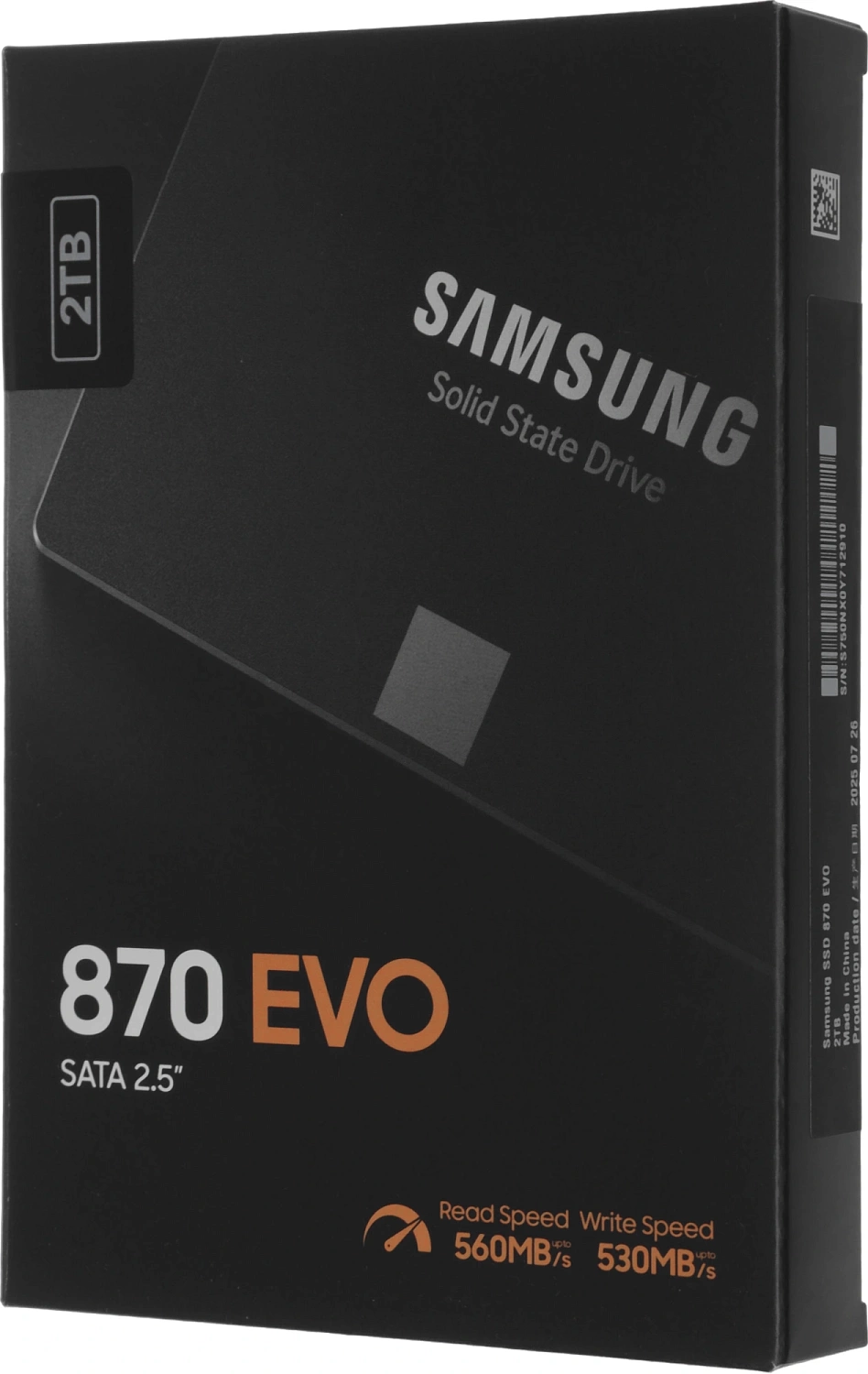 Твердотельный накопитель SSD 2.5" 2Tb (2000GB) Samsung SATA III 870 EVO (R560/W530MB/s) (MZ-77E2T0BW) 1year