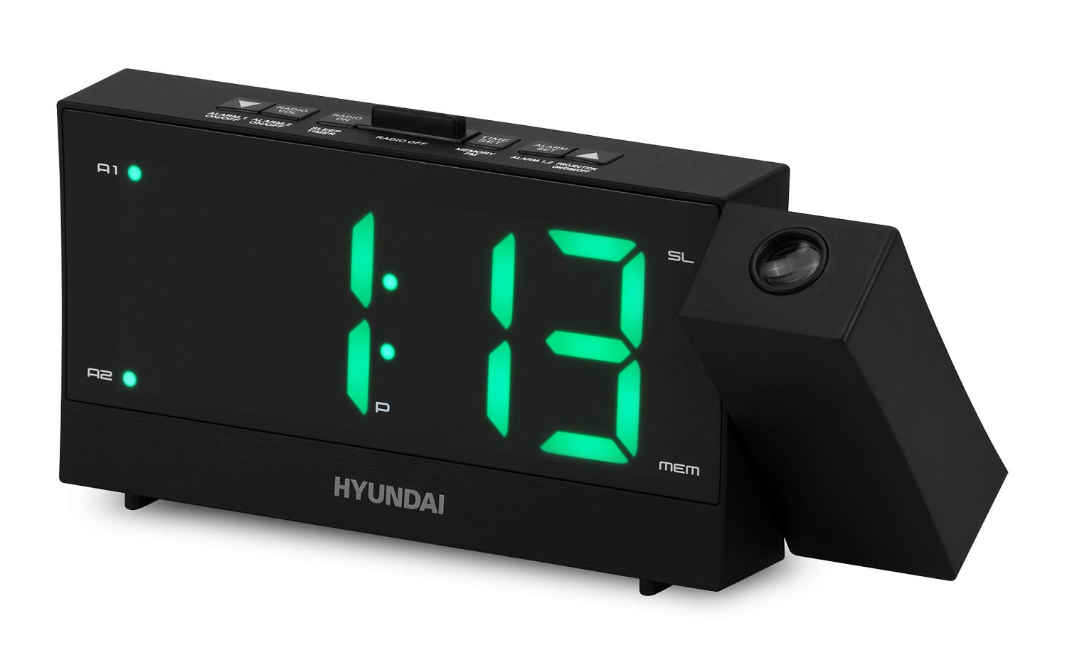 Радиобудильник Hyundai H-RCL243 черный LCD проек.изоб. подсв:зеленая часы:цифровые FM Радиобудильник Hyundai H-RCL243 черный LCD проек.изоб. подсв:зеленая часы:цифровые FM