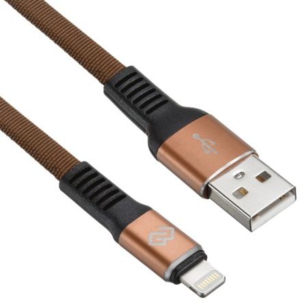 Кабель Digma LIGHT-1.2M-FLAT-BR USB (m)-Lightning (m) 1.2м коричневый плоский