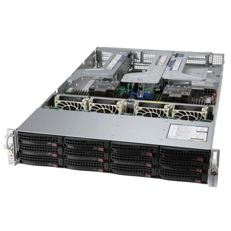 Платформа системного блока SuperMicro SYS-620U-TNR 2U, 2xLGA4189 (up to 270W), iC621A (X12DPU), 32xDDR4, up to 12x3.5 SAS/SATA, 12x3.5 NVME Gen4 (optional), 1x PCIE 4.0x16 (75W), 4x PCIE 4.0x8 (25W), 1x PCIE 4.0x8 internal LP, OOB, 2x 1200W (411801)