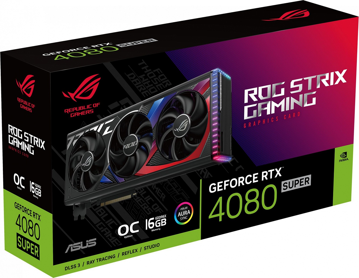 Видеокарта Asus PCI-E 4.0 ROG-STRIX-RTX4080S-O16G-GAMING NVIDIA GeForce RTX 4080 Super 16Gb 256bit GDDR6X 2640/23000 HDMIx2 DPx3 HDCP Ret