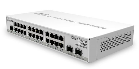 Коммутатор MikroTik Cloud Router Switch 326-24G-2S+IN with 800 MHz CPU, 512MB RAM, 24xGigabit LAN, 2xSFP+ cages, RouterOS L5 or SwitchOS (dual boot), desktop case, PSU (незначительное повреждение коробки)