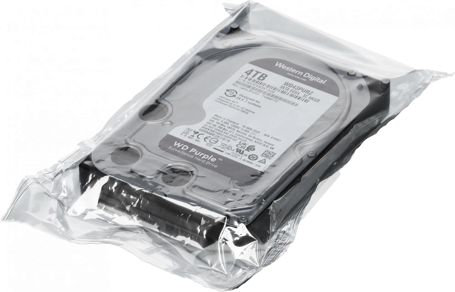 Жесткий диск WD SATA-III 4TB WD43PURZ Surveillance Purple (5400rpm) 256Mb 3.5" Жесткий диск WD SATA-III 4TB WD43PURZ Surveillance Purple (5400rpm) 256Mb 3.5"