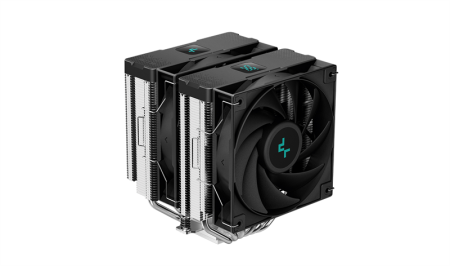 Кулер для процессора DEEPCOOL AG620 DIGITAL LGA1700/1200/115X/AM5/AM4 (8шт/кор, TDP 260W, PWM, DUAL Fan 120mm, 6 тепл. трубок, черный) RET