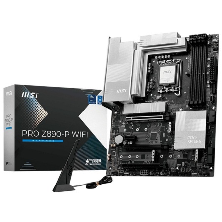 Материнская плата MSI PRO Z890-P WIFI Z890, LGA1851, 4*DDR5, 3*PCIEx16, 4*M.2, 2*TypeC, 1*USB3.2Gen2, 6*USB3.2Gen1, 8*USB2.0, 4*SATA3.0, 5G, Thunderbolt4 DP, HDMI, ATX, RTL