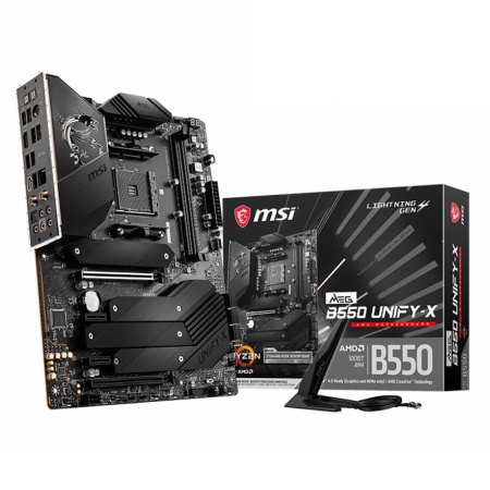 MEG B550 UNIFY-X Socket AM4, AMD® B550, 2xDDR4-5300, HDMI, 2xPCI-Ex16x, 2xPCI-Ex1x, 6xSATA3(RAID 0/1/10), 4xM.2, 8 Ch Audio, 2.5GLan, (4+4)xUSB2.0, (3+2)xUSB3.2, (1+1)xUSB3.2 Type-C™, 1xPS/2, ATX, RTL {5} (773601)