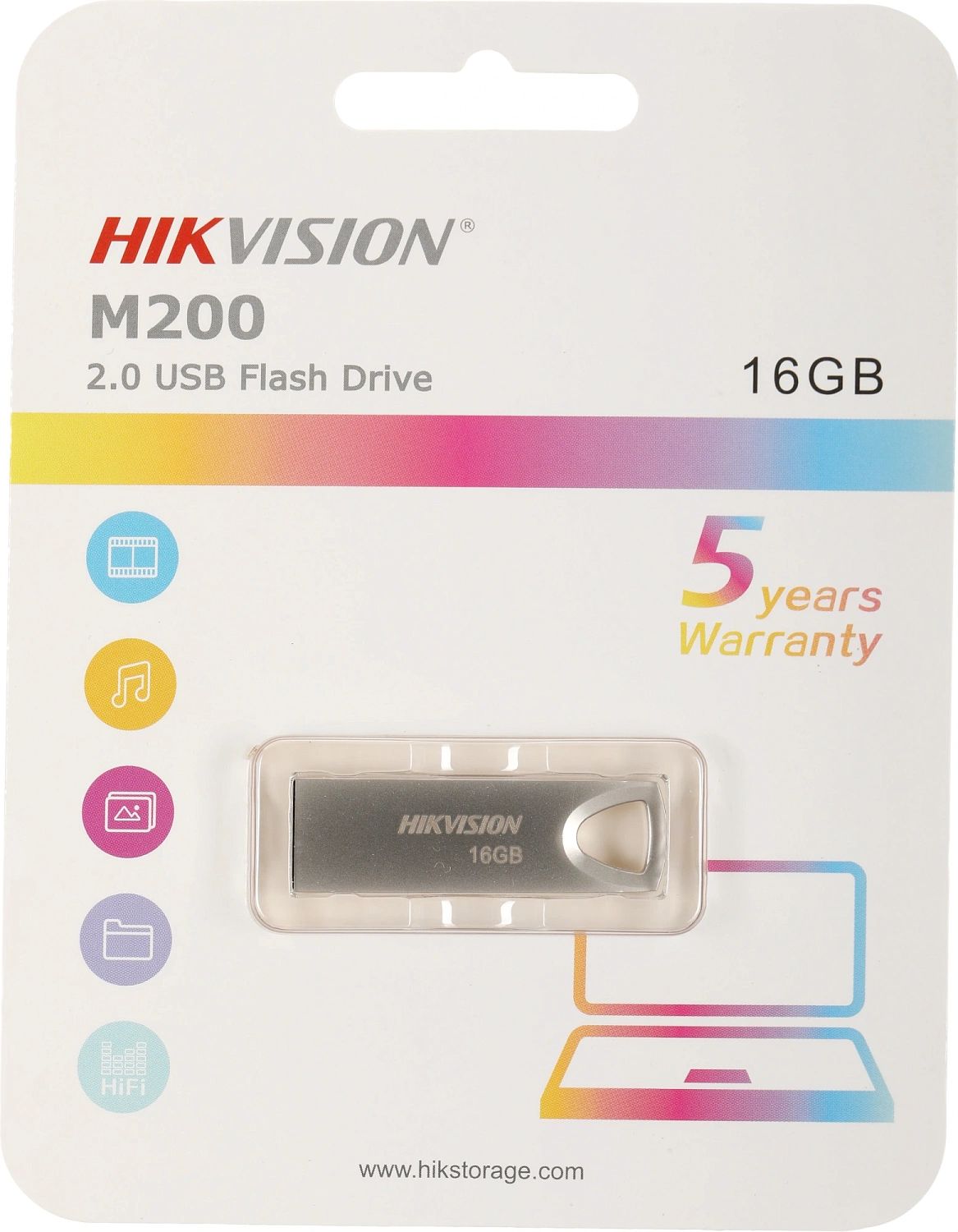 Флеш Диск Hikvision 16Gb M200 HS-USB-M200/16G USB2.0 серебристый