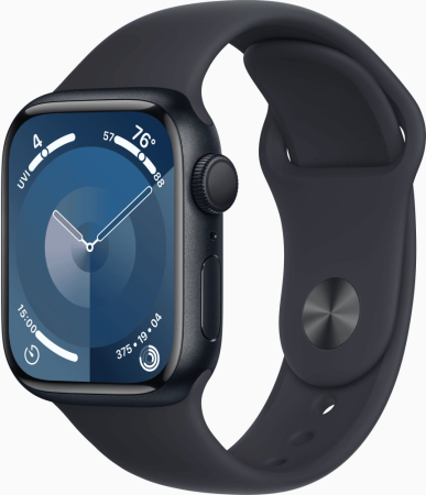 Часы Apple Watch Series 9 A2978 41мм OLED корп.тем.ночь Sport Band рем.т.ночь р.бр.:150-200мм  MR8X3ZP/A