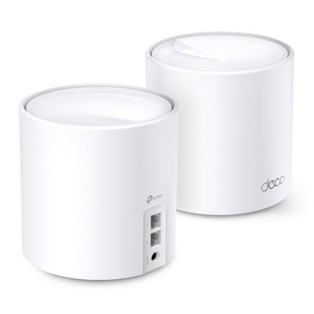 TP-Link Deco X60(2-pack), AX5400 Домашняя Mesh Wi-Fi 6 система, до 574 Мбит/с на 2,4 ГГц + до 4804 Мбит/с на 5 ГГц, 4 встр. антенны, 2 гиг. порта (WAN/LAN)