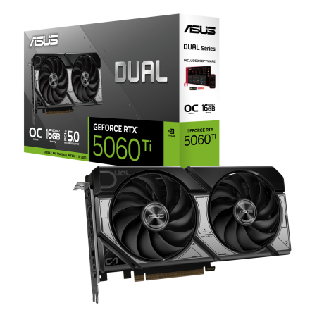Видеокарта ASUS RTX5060Ti DUAL OC 16GB GDDR7 128bit 3xDP HDMI 2FAN RTL [DUAL-RTX5060TI-O16G]