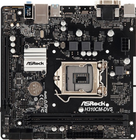 Материнская плата Asrock H310CM-DVS Soc-1151v2 Intel H310C 2xDDR4 mATX AC`97 8ch(7.1) GbLAN+VGA+DVI