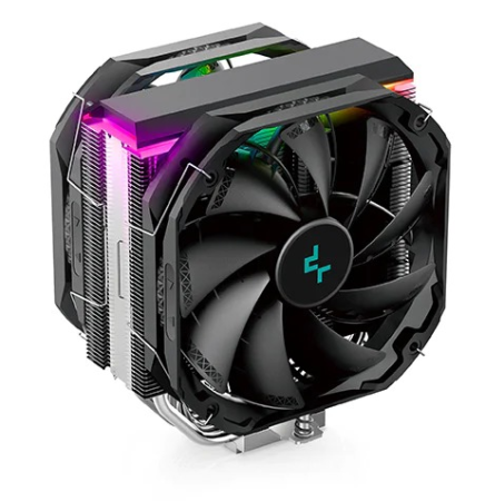 Кулер для процессора DEEPCOOL AS500 PLUS LGA20XX/1700/1200/115X/AM5/AM4 (8шт/кор, TDP 220W, PWM, ARGB Led, DUAL Fan 140mm, 5 тепл. Трубок ) RET