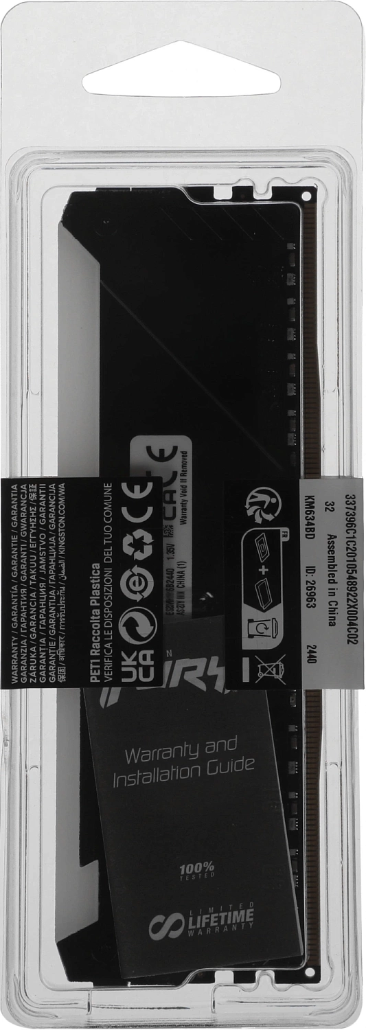 Память DDR4 32GB 3600MHz Kingston KF436C18BB2A/32 Fury Beast RGB RTL Gaming PC4-28800 CL18 DIMM 288-pin 1.35В single rank с радиатором Ret