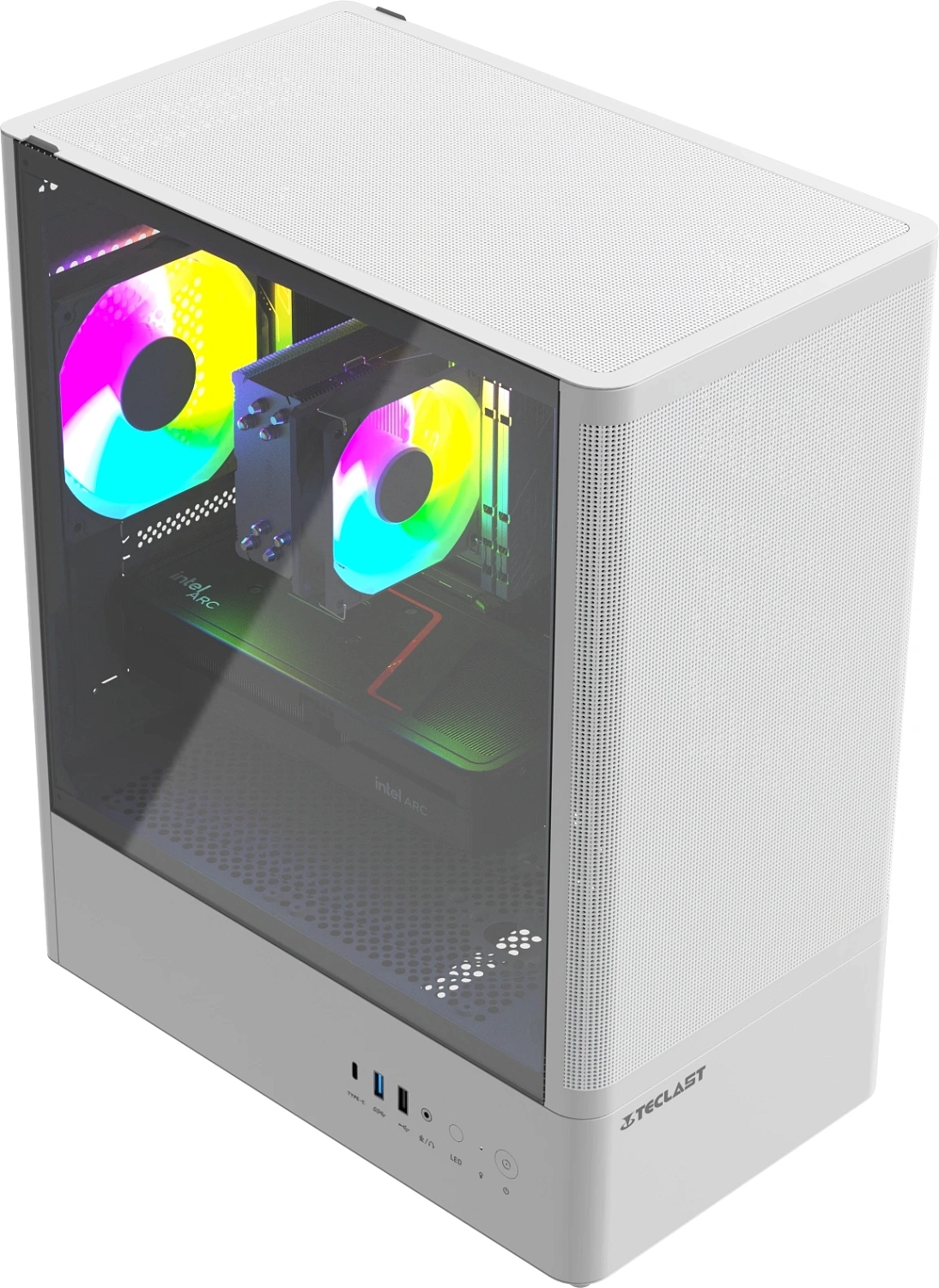 ПК Teclast G03 Ryzen 5 7500F (3.7) 32Gb SSD1Tb Arc B580 12Gb Windows 11 Pro GbitEth WiFi BT 500W белый (G03 7500F32G1TB580WKRU)