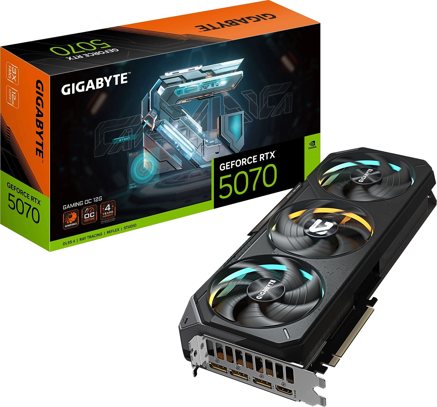 Видеокарта Gigabyte PCI-E GV-N5070GAMING OC-12GD 1.0 NVIDIA GeForce RTX 5070 12Gb 192bit GDDR7 2805/28000 HDMIx1 DPx3 HDCP Ret
