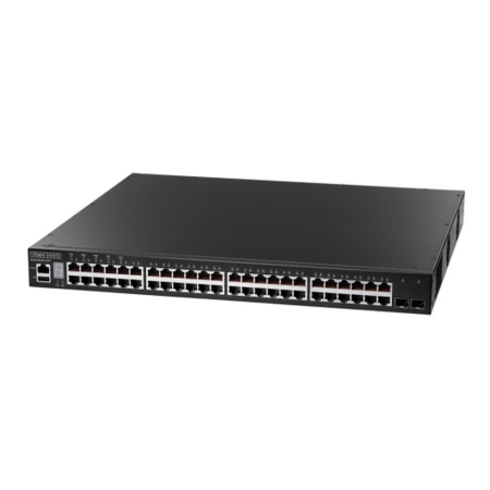 48 x GE + 2 x 10G SFP+ ports + 1 x expansion slot (for dual 10G SFP+ ports) L3 Stackable Switch, w/ 1 x RJ45 console port, 1 x USB type A storage port, RPU connector, Stack up to 4 units Edge-corE ECS4620-52T