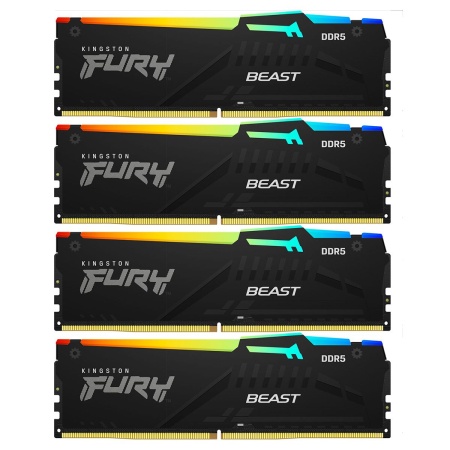 Комплект модулей памяти Kingston 128GB DDR5 5200MHz DIMM FURY Beast Black RGB (4х32gb), CL40