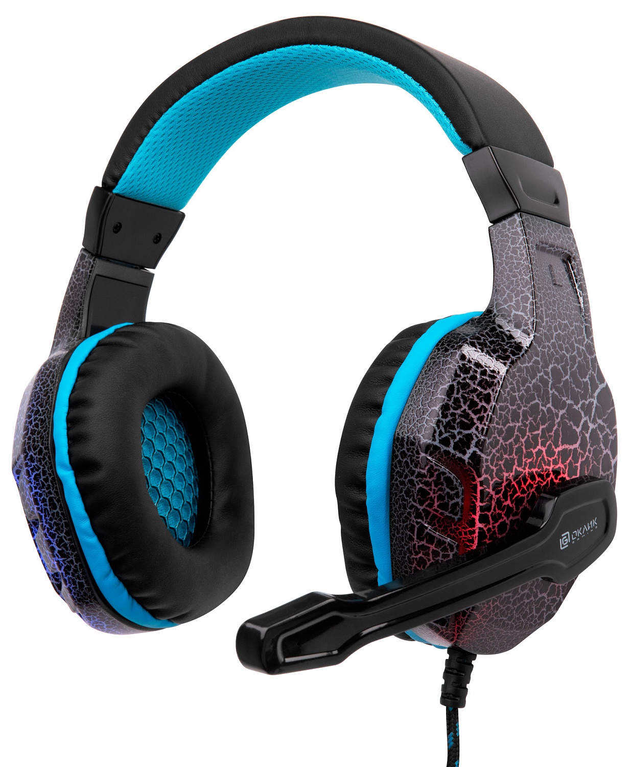 Наушники с микрофоном Оклик HS-L400G ZEUS черный/синий 2.2м мониторные оголовье (359480)