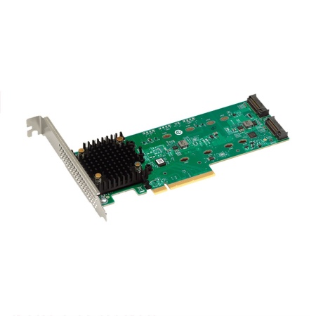 HBA-адаптер Broadcom 9540-2M2 SGL (05-50148-00) PCIe v4 x8 LP, Tri-Mode SATA/NVMe 12G RAID 0,1, 2x M.2 slots, 3808 IOC, RTL