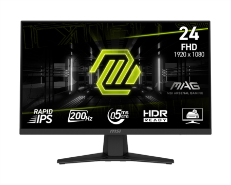Монитор 23.8" MSI MAG 244F Black (Rapid IPS, 1920x1080, HDMI+DP, 0.5 ms, 178°/178°, 300 cd/m, 1000:1, 200Hz)