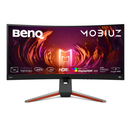 Монитор BENQ 34" EX3410R MOBIUZ Curvature 1000R VA LED 3440x1440@60Hz 2(1)ms 21:9 350(400)cd/m2 1000:1 178/178 2*HDMI DP 2*USB 3.0 USB -B Speaker HAS Swivel Tilt Flicker-free Metallic Grey