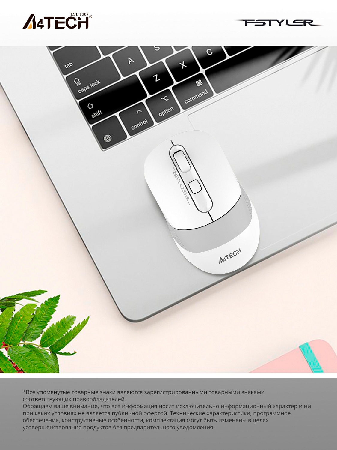 Мышь A4Tech Fstyler FB10C белый/серый оптическая (2400dpi) беспроводная BT/Radio USB (4but) Мышь A4Tech Fstyler FB10C белый/серый оптическая (2400dpi) беспроводная BT/Radio USB (4but)