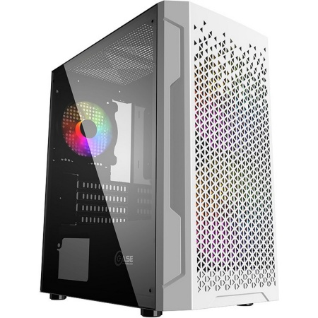 Корпус Powercase Mistral Micro Z3W Mesh LED, Tempered Glass, 2x 140mm + 1х 120mm 5-color fan, белый, mATX (CMIMZW-L3)