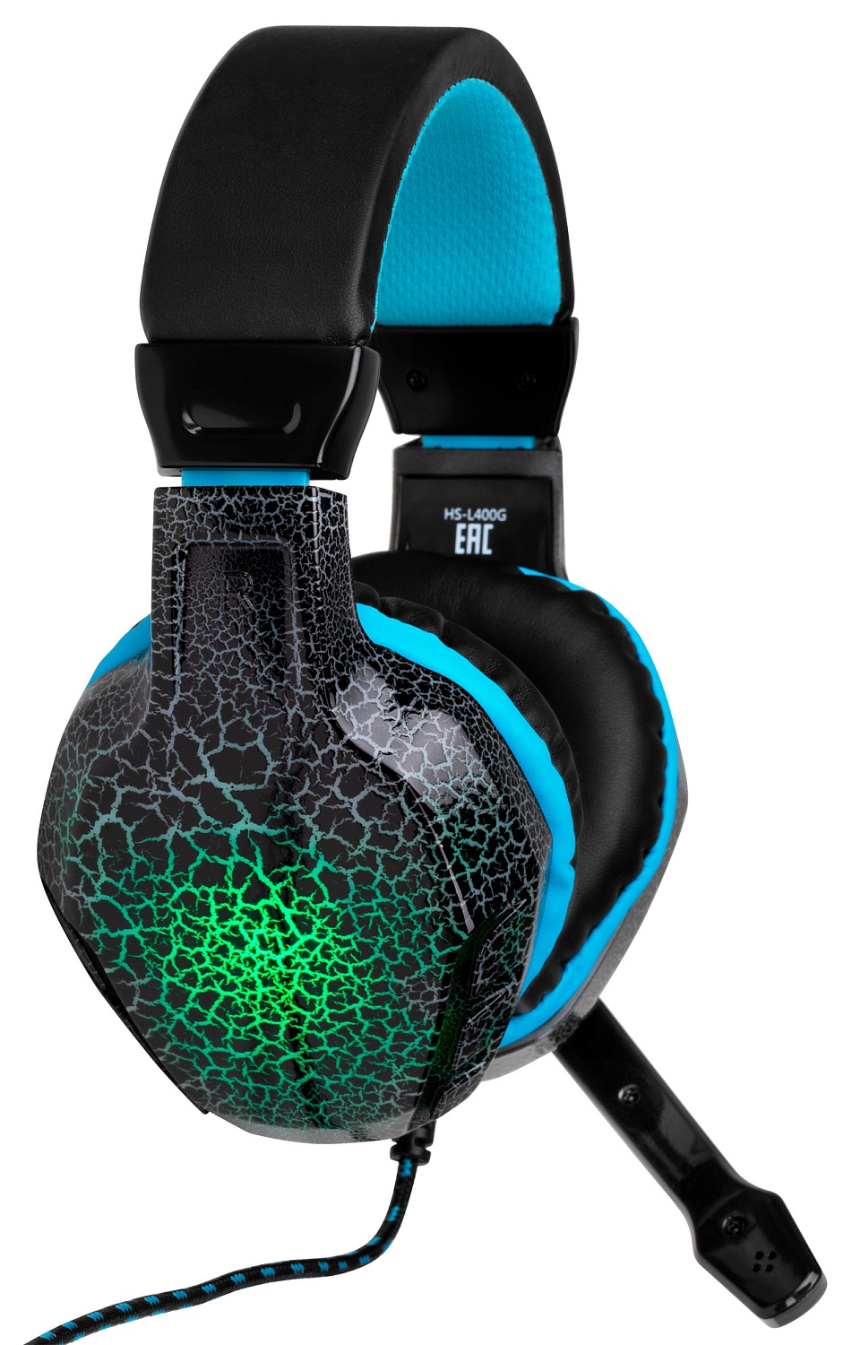 Наушники с микрофоном Оклик HS-L400G ZEUS черный/синий 2.2м мониторные оголовье (359480)